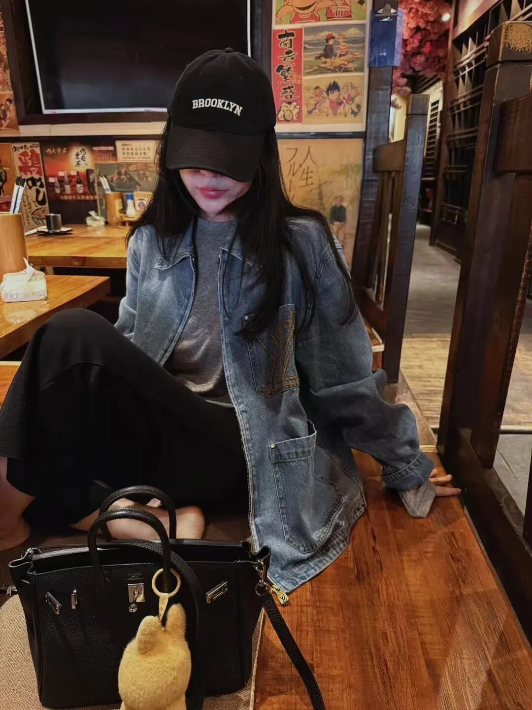 Louis Vuitton/Louis Vuitton pocket embroidered zipper denim jacket